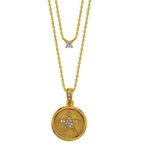 UNWRITTEN Gold Plated Crystal Star Coin Clear Cubic Zirconia Layered Necklace⭐️